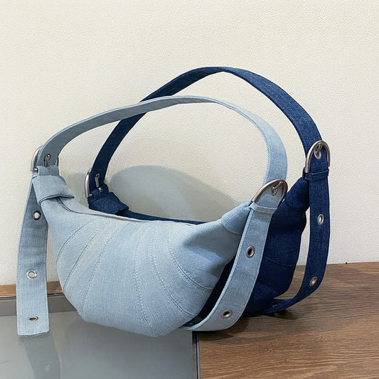 Elaiza（エライザ）デニムクロワッサンバッグ ライトブルー