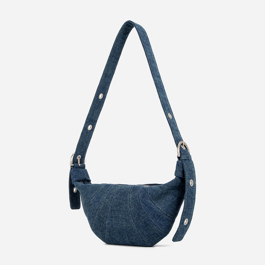Elaiza（エライザ）デニムクロワッサンバッグ ディープブルー
